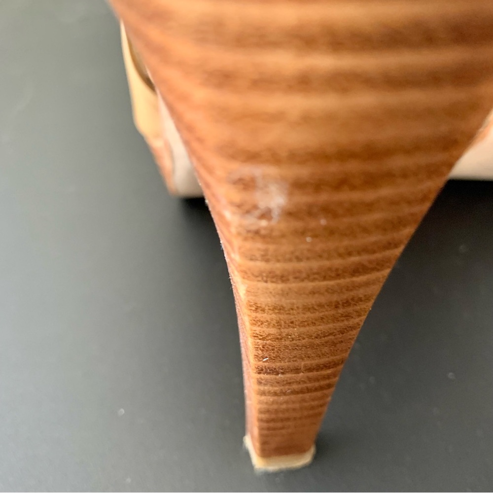 Stuart Weitzman Almond Butter Leather Platform Slingback Heels - Picture 13 of 16
